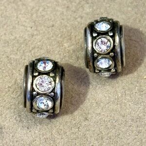 Two Brighton Glam Spacer beads in Silver with clear round crystals Retired